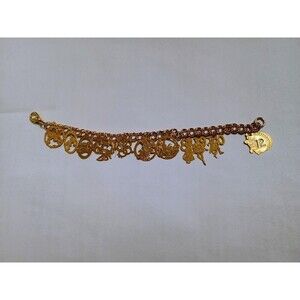 Vintage 12 Days Of Christmas Gold Tone Metal Women's Bracelet - READ